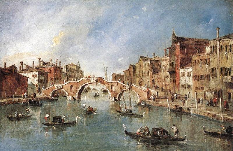 GUARDI, Francesco The Three-Arched Bridge at Cannaregio sdg Germany oil painting art